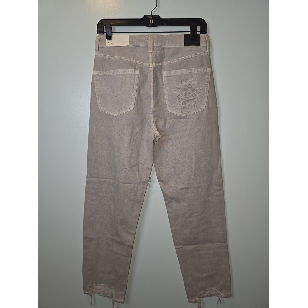 American Eagle Mom Jeans Womens‎ 6 28w Grey Straight Distressed Stretch New - Picture 2 of 3
